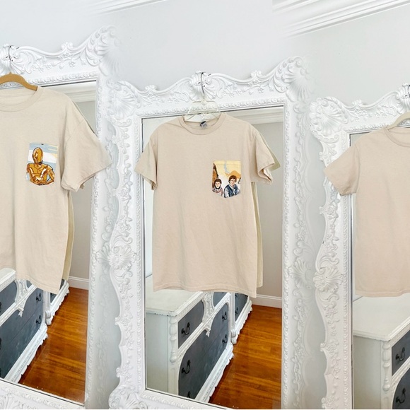 New York Couture *One of a Kind* VINTAGE Jedi Print Reworked Pocket T-Shirt - Picture 3 of 6